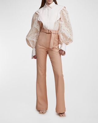 Garcia High-Rise Straight Belted Pants
