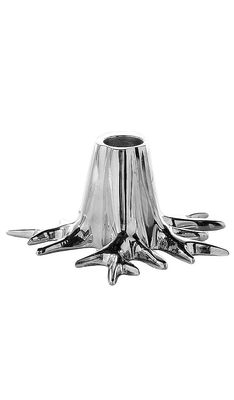 Garden Glory Mini Root Candle Holder in Metallic Silver.