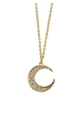 Garden Of Eden 14K Yellow Gold & 0.16 TCW Natural Diamond Crescent Moon Pendant Necklace