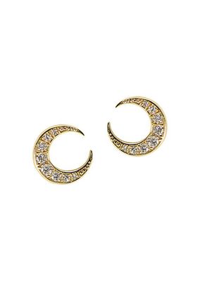 Garden Of Eden 14K Yellow Gold & 0.16 TCW Natural Diamond Crescent Moon Stud Earrings