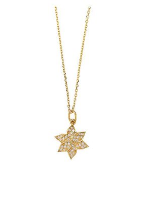 Garden Of Eden 14K Yellow Gold & 0.3 TCW Natural Diamond Lotus Flower Pendant Necklace