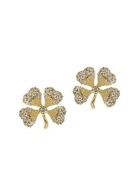 Garden Of Eden Lucky 14K Yellow Gold & 0.34 TCW Natural Diamond Four-Leaf Clover Stud Earrings