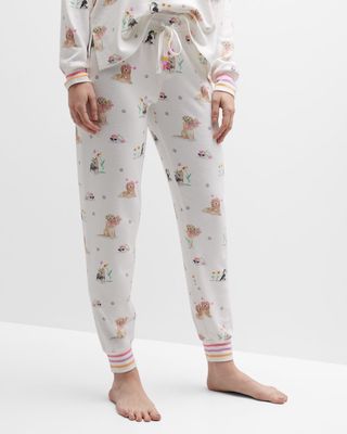 Garden Party Cropped Dog-Print Pajama Pants