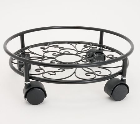 Garden Reflections 12"D Metal Plant Stand with Wheels