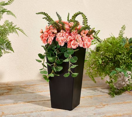 Garden Reflections 18"H Faux Begonias in Planter