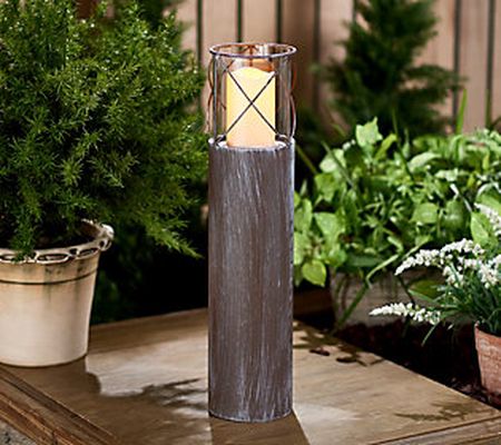 Garden Reflections 22" Tall Iron Candle Holder w. LED Candle
