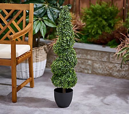 Garden Reflections 36" Tall Faux Boxwood Spiral Topiary