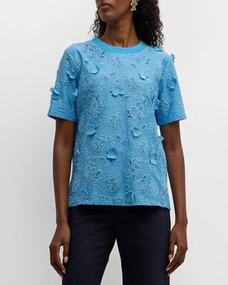 Gardenia Guipure Embroidered T-Shirt