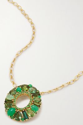 Garrard - Blaze 18-karat Gold Multi-stone Necklace - Green