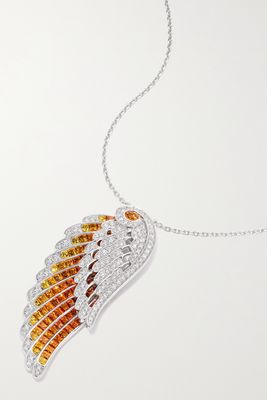Garrard - Wings Embrace Phoenix 18-karat White Gold, Sapphire And Diamond Necklace - one size