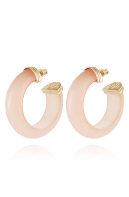 Gas Bijoux Abalone Acetate Hoop Earrings in Gold/Pink