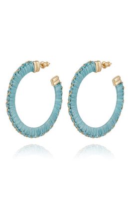 Gas Bijoux Belo Raffia Hoop Earrings in Turquoise