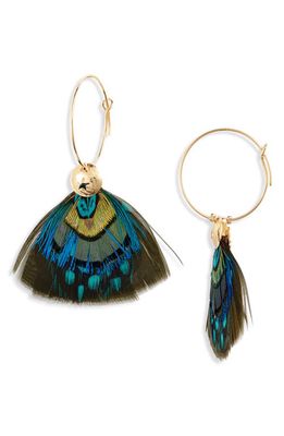 Gas Bijoux Bermude Feather Hoop Earrings in Multi Green/Blue