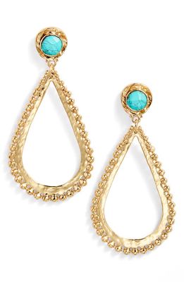 Gas Bijoux Bibou Turquoise Cabochon Teardrop Earrings in Turquoise Gold
