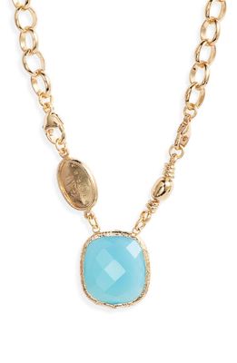 Gas Bijoux Billy Semiprecious Stone Pendant Necklace in Gold/Turquoise