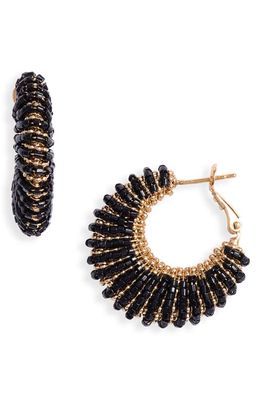 Gas Bijoux Izzia Beaded Hoop Earrings in Black