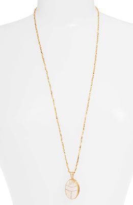 Gas Bijoux Lucky Scarab Long Pendant Necklace in Gold/White