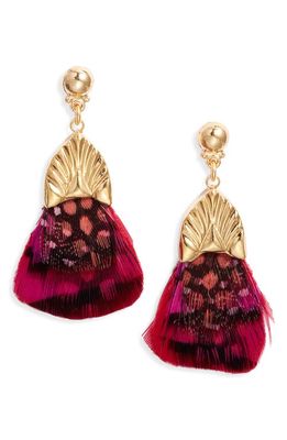 Gas Bijoux Plumette Drop Earrings in Dark Pink