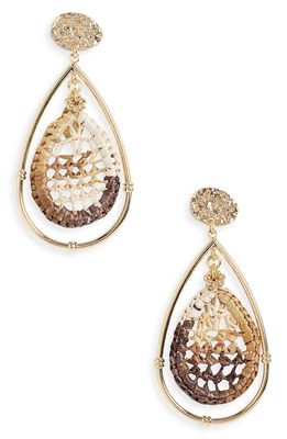 Gas Bijoux Raffia Cage Drop Earrings in Brown Ombre