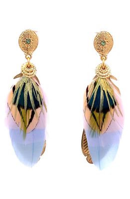 Gas Bijoux Small Sao Feather Earrings in Gold/purple