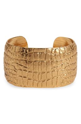 Gas Bijoux Wild Croc Embossed Cuff Bracelet in Gold