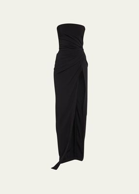 Gathered Strapless Cady Gown