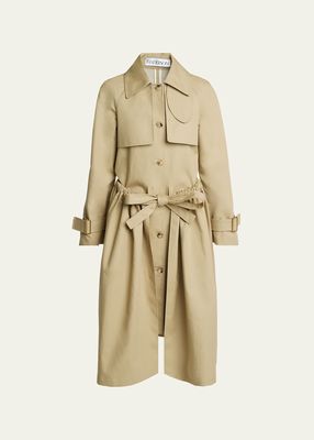 Gathered Waist Belted Trench Coat
