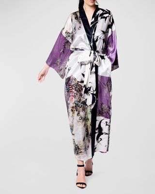 Gatsby Patchwork-Print Silk Robe
