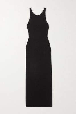 GAUCHERE - Open-back Ribbed Stretch-cotton Maxi Dress - Black