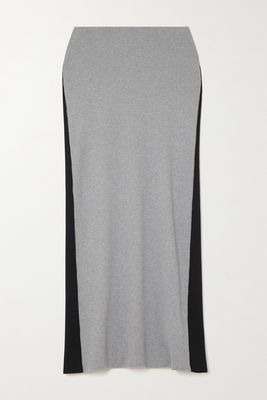 GAUCHERE - Two-tone Ribbed Cotton-jersey Skirt - Black