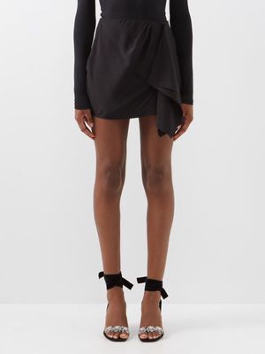 Gauge81 - Anjo Draped Silk Mini Skirt - Womens - Black