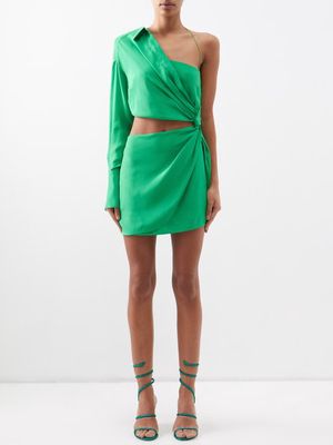 Gauge81 - Arica One-shoulder Silk Dress - Womens - Green