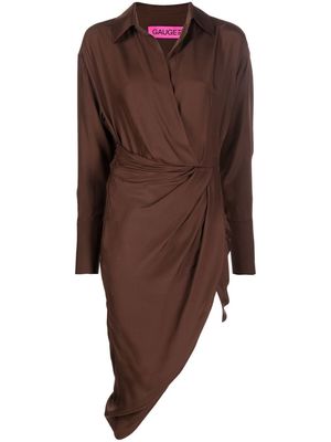 GAUGE81 asymmetric wrap dress - Brown