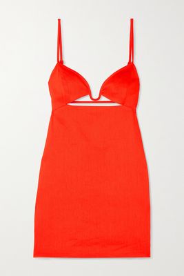 GAUGE81 - Chaleg Cutout Linen-blend Mini Dress - Orange