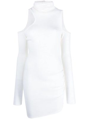 GAUGE81 cold-shoulder ribbed merino minidress - White