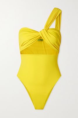 GAUGE81 - Digos One-shoulder Cutout Recycled Stretch Swimsuit - Yellow
