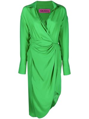 GAUGE81 draped silk wrap dress - Green