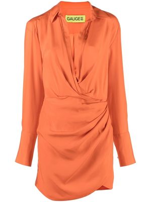 GAUGE81 draped V-neck mini shirtdress - Orange