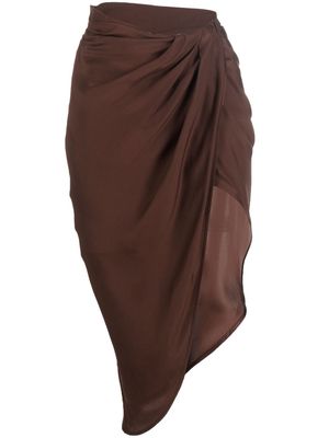 GAUGE81 Gonna silk wrapped sarong skirt - Brown