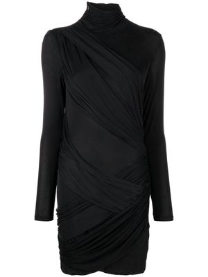 GAUGE81 Kores roll-neck draped minidress - Black