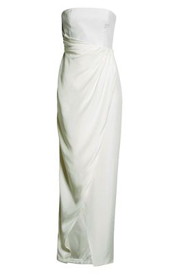 GAUGE81 Lica Strapless Silk Faux Wrap Dress in Ivory