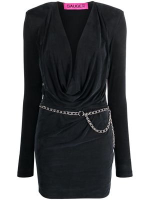 GAUGE81 long-sleeve V-neck dress - Black