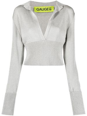 GAUGE81 metallic-effect V-neck top - Silver