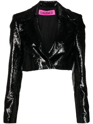 GAUGE81 metallic faux-fur cropped blazer - Black