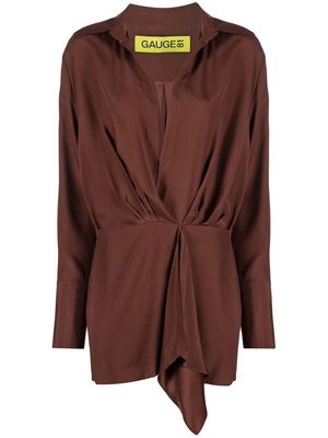 GAUGE81 mini silk shirt dress - Brown