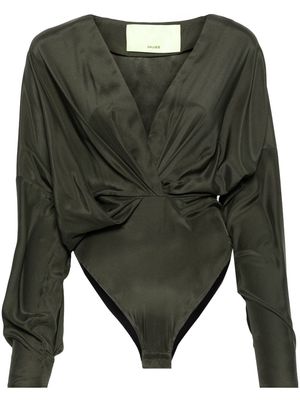GAUGE81 Nabi drapped silk bodysuit - Green