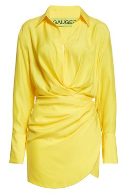 GAUGE81 Naha Long Sleeve Silk Shirtdress in Lemon