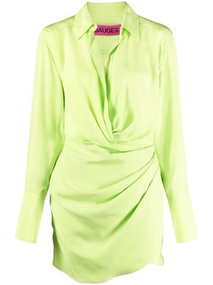 GAUGE81 Naha silk draped shirt dress - Green