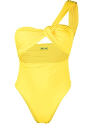 GAUGE81 one-shoulder twist swimsuit - Yellow