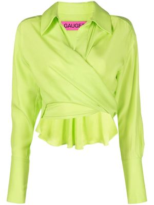 GAUGE81 ruched silk shirt - Green